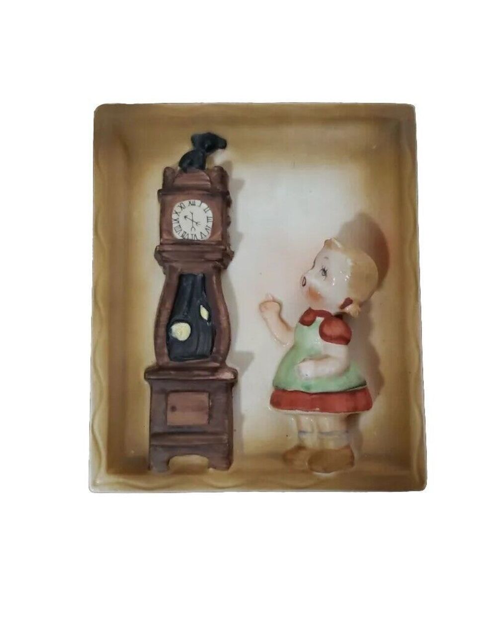 Hickory Dickory Dock Wall Art Plaque 5017 Japan  Vintage Nursery Girl Clock